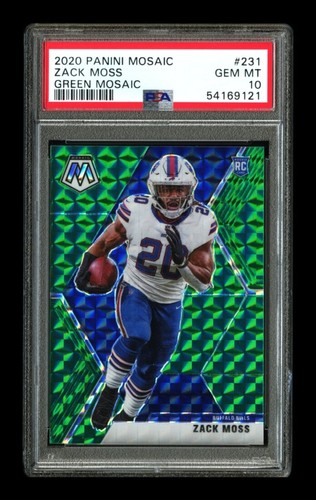 2020 Panini Mosaic Football Mosaic Green Zack Moss #231 PSA 10