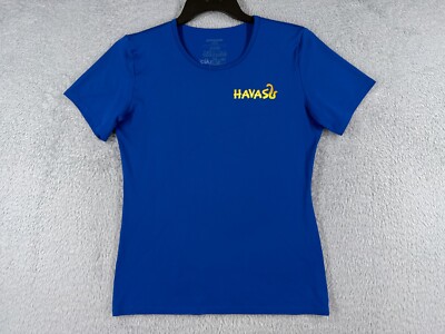Patagonia Shirt Women Large Blue Short Sleeve Crew Capilene 1 Lake Havasu City