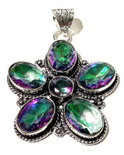 MYSTIC TOPAS Edelstein 925 Sterlingsilber Schmuck ANHÄNGER HANDGEFERT.