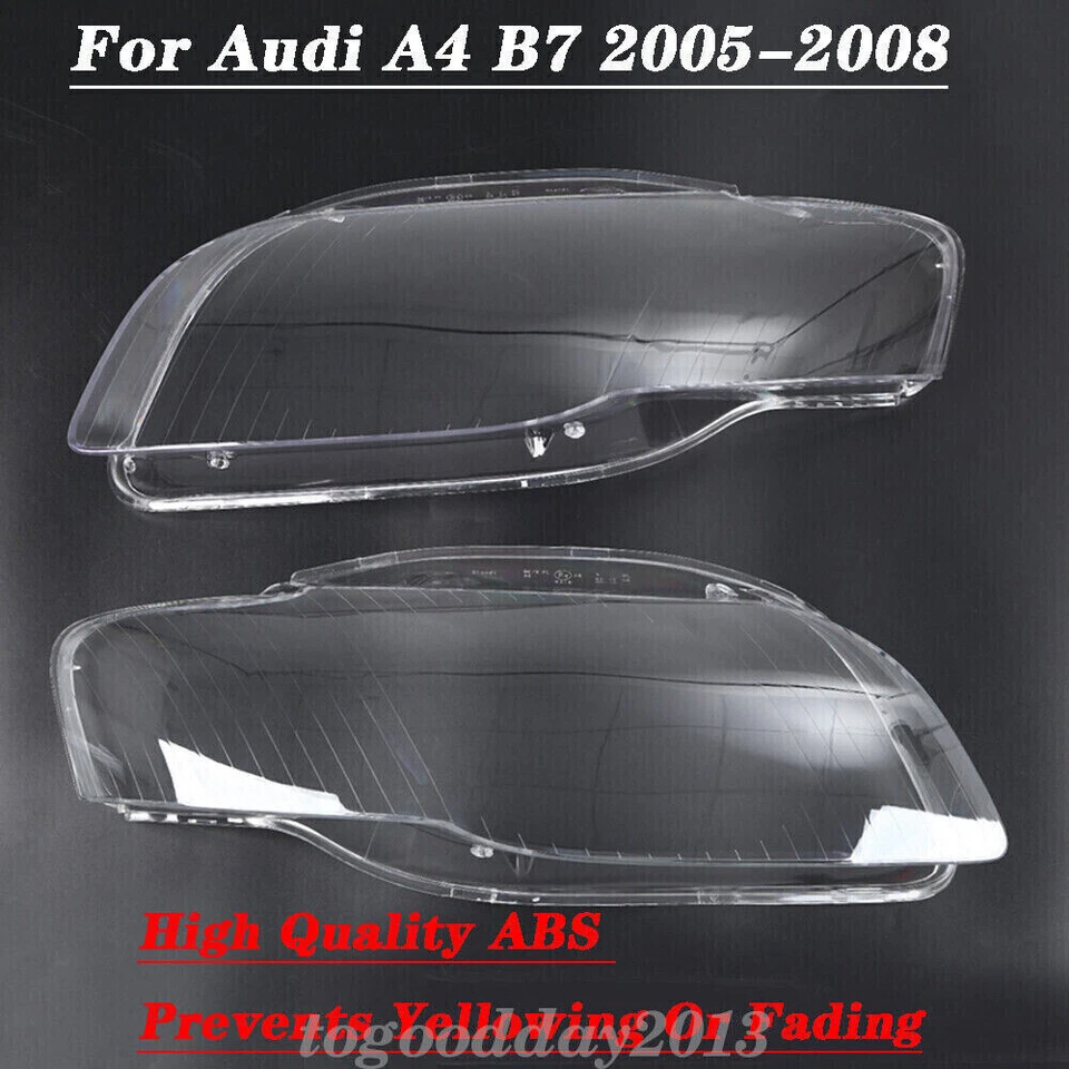Par de cubiertas de cristal de faros transparentes para Audi A4 B7 S4 8E 2005 2008 Foto 4 de 4