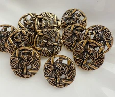 10PC Antiqued Bronze Leave Vines Metal Buttons with Shank 18mm