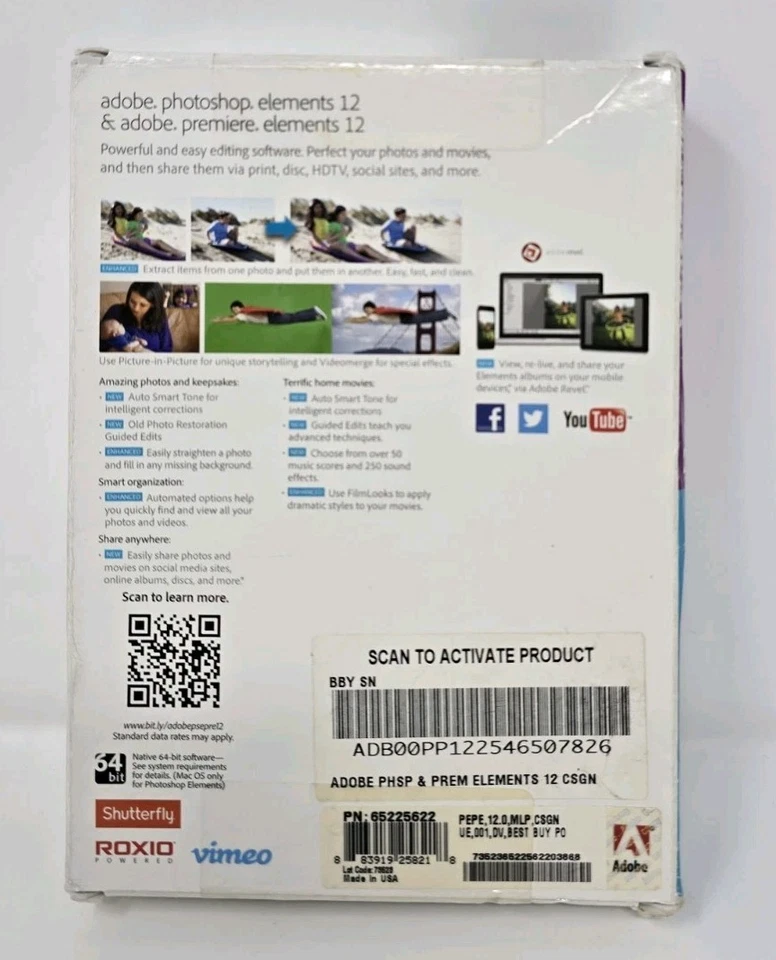 Adobe Photoshop Elements 12 & Premiere Elements 12 Software Bundle – New Sealed  - Image 2 of 4