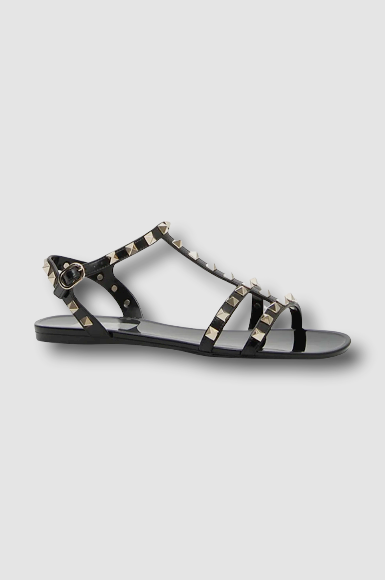 $491 Valentino Garavani Women's Black Gladiator Sandals Shoes Size EU 35/US 5