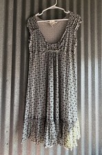 Vintage Max Studio Black Blue White Geometric Mesh Sleeveless Knee Length Dress