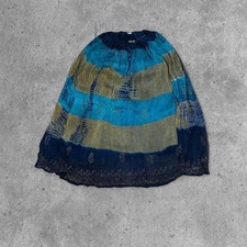 Blue and green tie-dye vintage Y2K boho indie cottage core skirtelastic waist