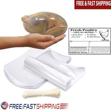 BPA Free Shrink Bags 50 Pack Freezer Safe W/ Zip Ties Labels Poultry Meats New