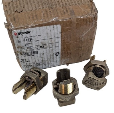 12 BURNDY KS34 Split-Bolt Square Head Run/Tap Connector Copper 2/0AWG Str500 NEW