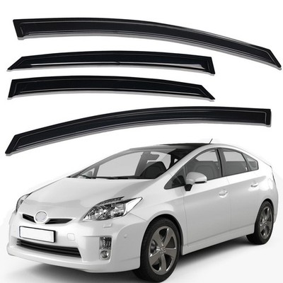 For 2010-2015 Toyota Prius Tape-on Smoke Window Visors Rain Guards Vent Shade 