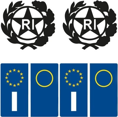 KIT adesivi stemma RESTAURO TARGA AUTO MOTO RI Repubblica epoca logo EUROPA 6PZ.