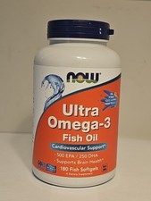 NOW Ultra Omega-3 Fish Oil - 180 Softgels Car...