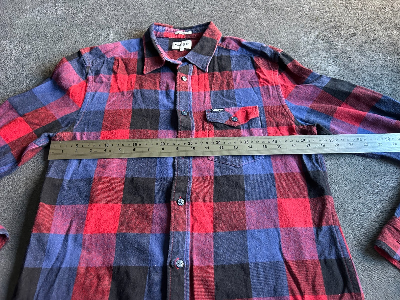 Wrangler Red/Blue Checked patterned long sleeve B… - image 3