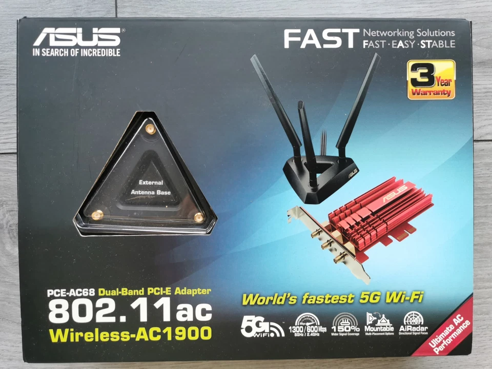 ASUS PCE-AC68 AC1900 Dual-Band Wi-Fi PCIe-Karte (90IG00R0-BM0G00)