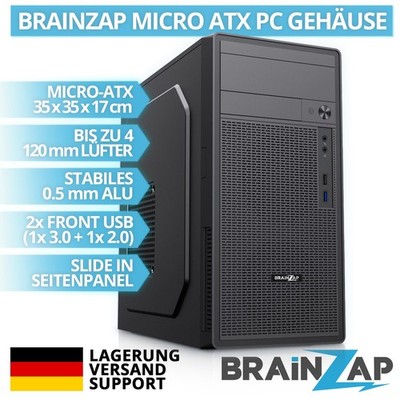 BRAINZAP Micro-ATX PC-Gehäuse Mid-Tower Case USB 3.0 mATX µATX Mini-ITX Schwarz