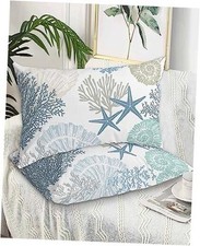 Coastal King Pillow Cases Set of 2 - 36" x 20" Pack of 2 Blue Teal Coral
