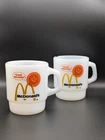 Vintage 1970's McDonald's Anchor Hocking Fire-King Milk Glass Coffee Mug Lot (2)
