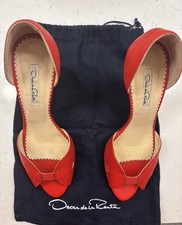 Oscar de la Renta Women  s Red Leather D  Orsay Peep Toe Stiletto EU40 US9