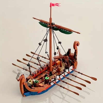 Wikingerschiff Bausteine - 463 Teile Mittelalter Boot Ozean Abenteuer Set