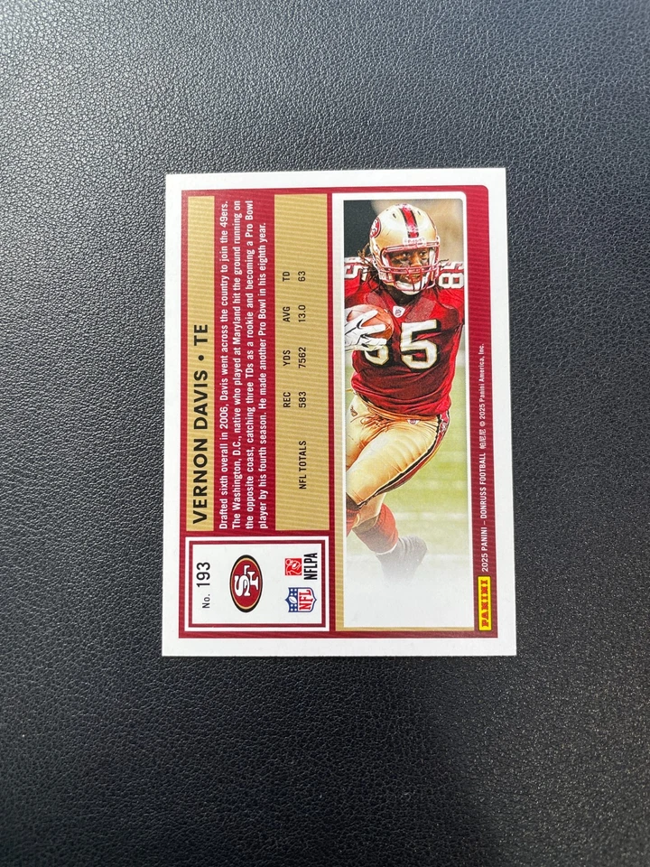 2025 Panini Donruss Football Vernon Davis Season Stat Line 11/13 BRHF - Image 2 of 4