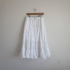 Vintage Lace Embroidered White Cotton Skirt