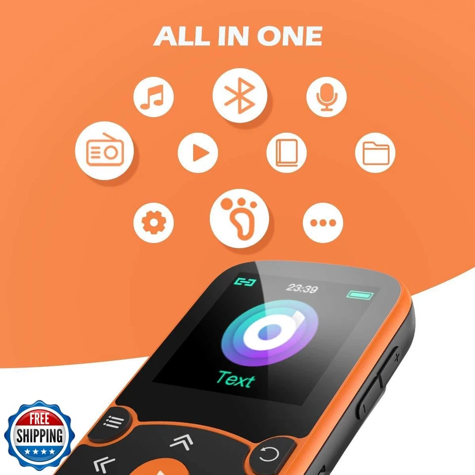 AGPTEK 64GB MP3 Player with Clip, Bluetooth 5.3 Lossless Sound with FM Radio, - Image 2 of 4