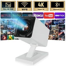 4K Portable Video Mini Projector WiFi 6 Bluetooth 5.4 Home Theater Projector