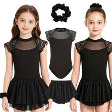 Girls Dancewear Figure Ice Skating Ballroom Concert Outfits Carnival Mesh Jazz