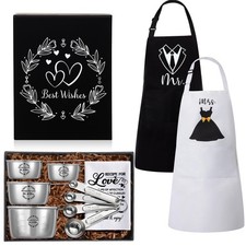 12 Pcs Mr and Mrs Wedding Gifts 2026 Mr and Mrs Apron for Couple Bridal Showe...