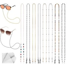 8 Pcs Eyeglasses Chain, Beaded Eye Glasses Holdersround Neck for Women A