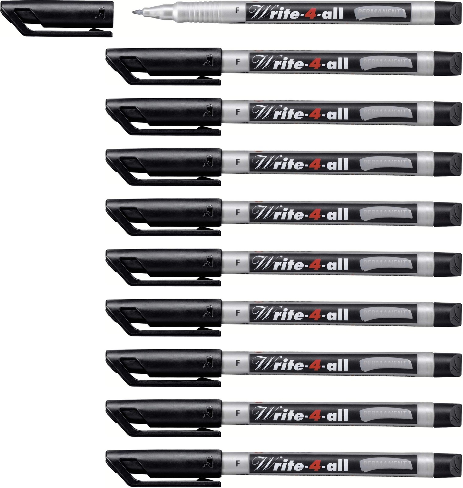 Permanent Marker Pen - STABILO Write-4-all - Fine - Pack of 10 - Black Fine Blac 4490₽