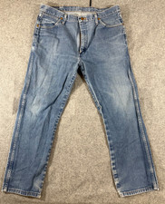 Wrangler Cowboy Cut Jeans Mens 36x30 Blue Denim Cotton Original Fit Straight Leg