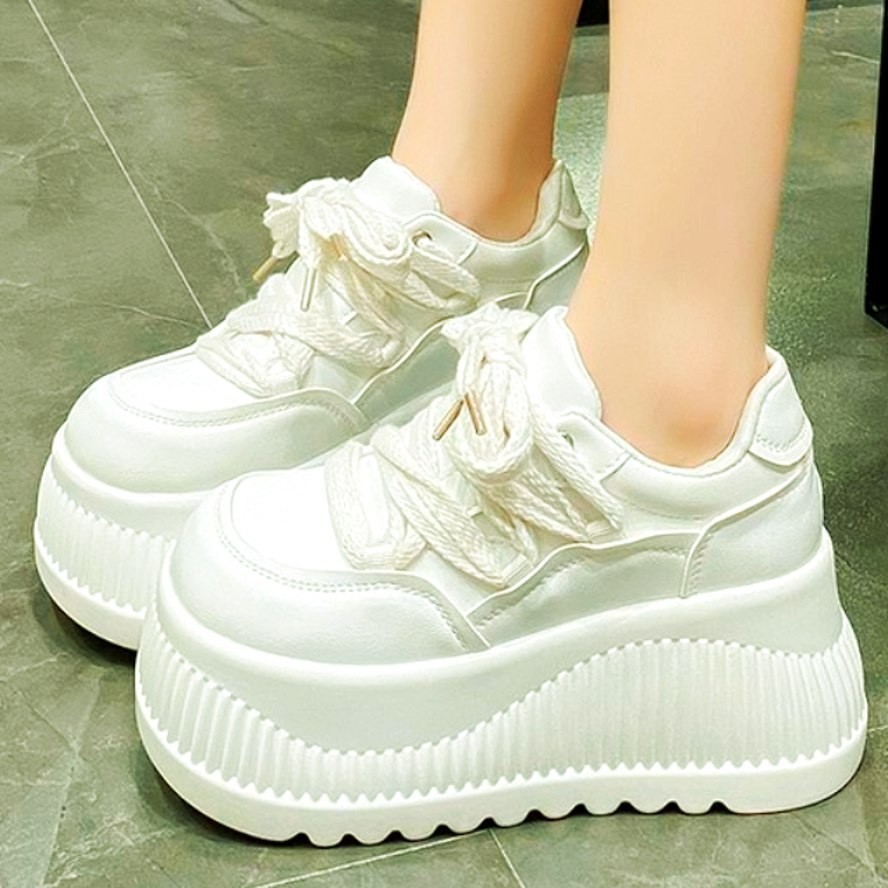 SAOLA Stivaletti donna suola spessa tacco alto plateau piatto creepers comodi stringati