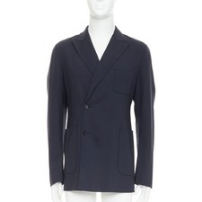 RAF SIMONS black virgin wool off centre butto...