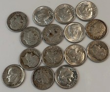 1.31 OZ 90% 15 Silver Roosevelt Dimes 1964or Earlier $4.67 (Melt Value)= $70.05