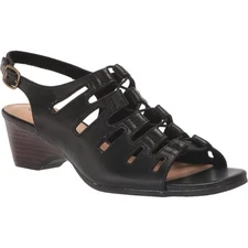 Bella Vita Women Zamira Wedge Heel Slingback Sandals US 7.5WW Black Leather