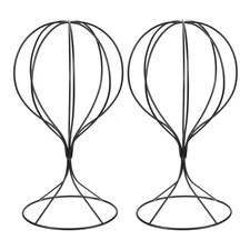 Metal Hat Display Stand 2 Pack Tabletop Wig Rack Modern Closet Holder - Black