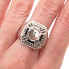 925 Sterling Silver Antique Art Deco Knights Templar Masonic Ring Size 12.25