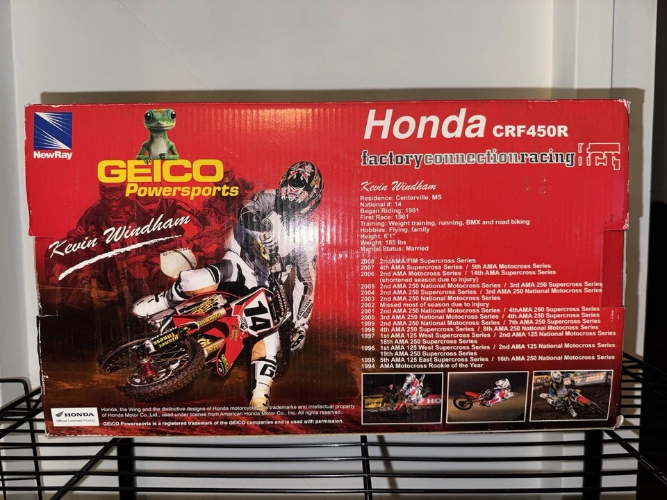 NewRay 1:6 DieCast Honda Kevin Windham Geico Powersports Mortocycle - Image 2 of 2