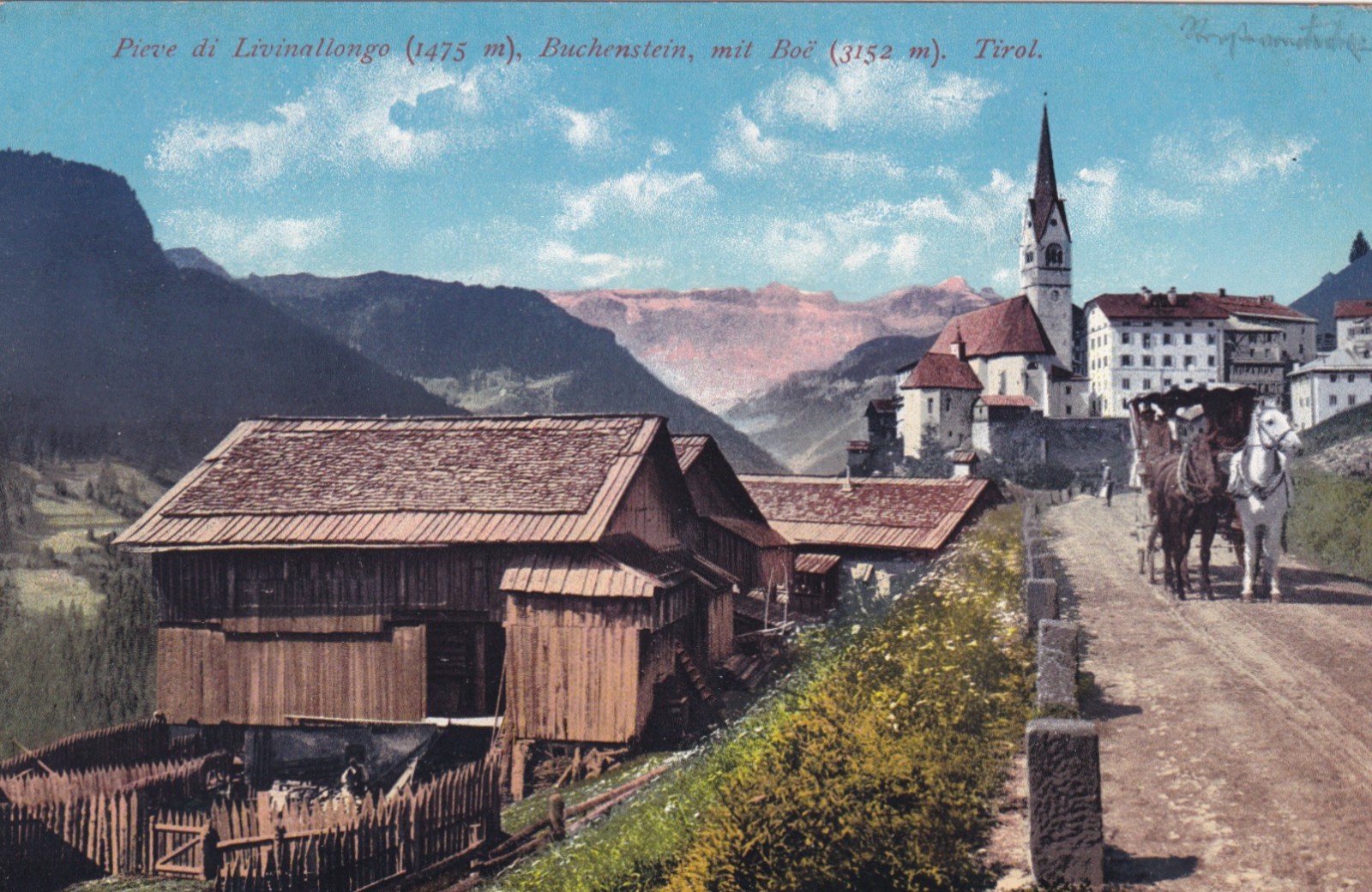 CARTOLINA DI BOLZANO ,PIEVE DI LIVINALLONGO - BUCHENSTEIN MIT BOE' non viaggiata