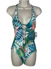 Vince Camuto Tropical Print Criss Cross one-Piece Swimsuit size 8