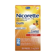 Nicorette 2 mg Nicotine Gum*08/25* to Help Stop Smoking - Fruit Chill Flavored