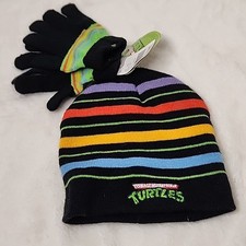 BOYS TMNT TEENAGE MUTANT NINJA TURTLES BEANIE  GLOVES SET - NEW
