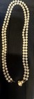 Vintage Double Strand Faux Pearl Necklace Gold Tone Box Clasp Classic Bridal  — photo 2