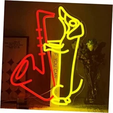 Dachshund Neon Sign for Wall Decor Dimmable Saxophone Dachshund Led Light 