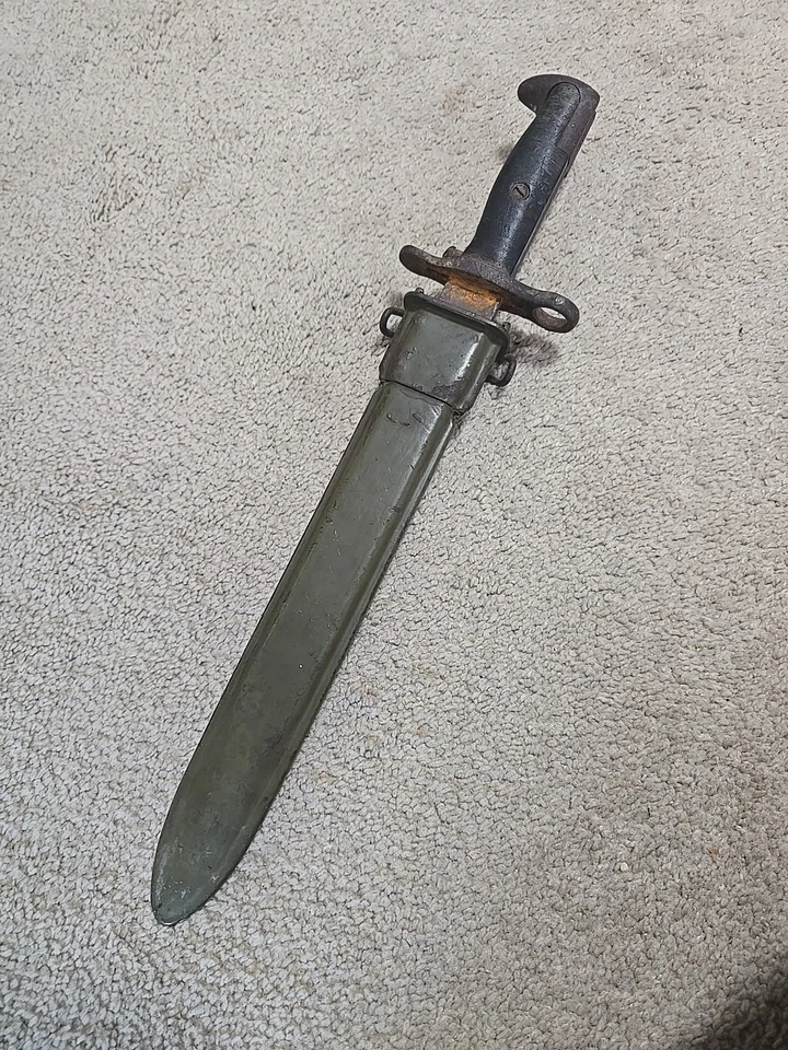 WWII M1 Garand Cutdown Bayonet SA 1909 W/Scabbard Super Rare Model! 10" Blade - Image 4 of 4