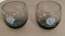 Pair NFL Baltimore Colts Rocks Glasses Smoky Grey Vintage