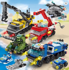 6-in-1 Building Block Models (Police/Fire/Construction/Navy/Army/SWAT)