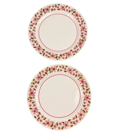 Mikasa Mediterrania Petals Dinner Plates Set Of 2 Pink Flowers Retro 10 5/8"