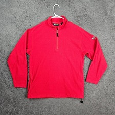 VTG EBTEK Eddie Bauer Mens Small Red Fleece 1/4 Zip Sweater Jacket Outdoor