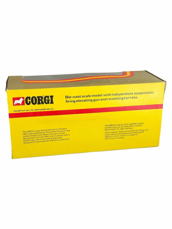 Vintage 1974 Corgi 902 M60 A1 Medium Tank US United States Die Cast w/ Box - Image 3 of 4