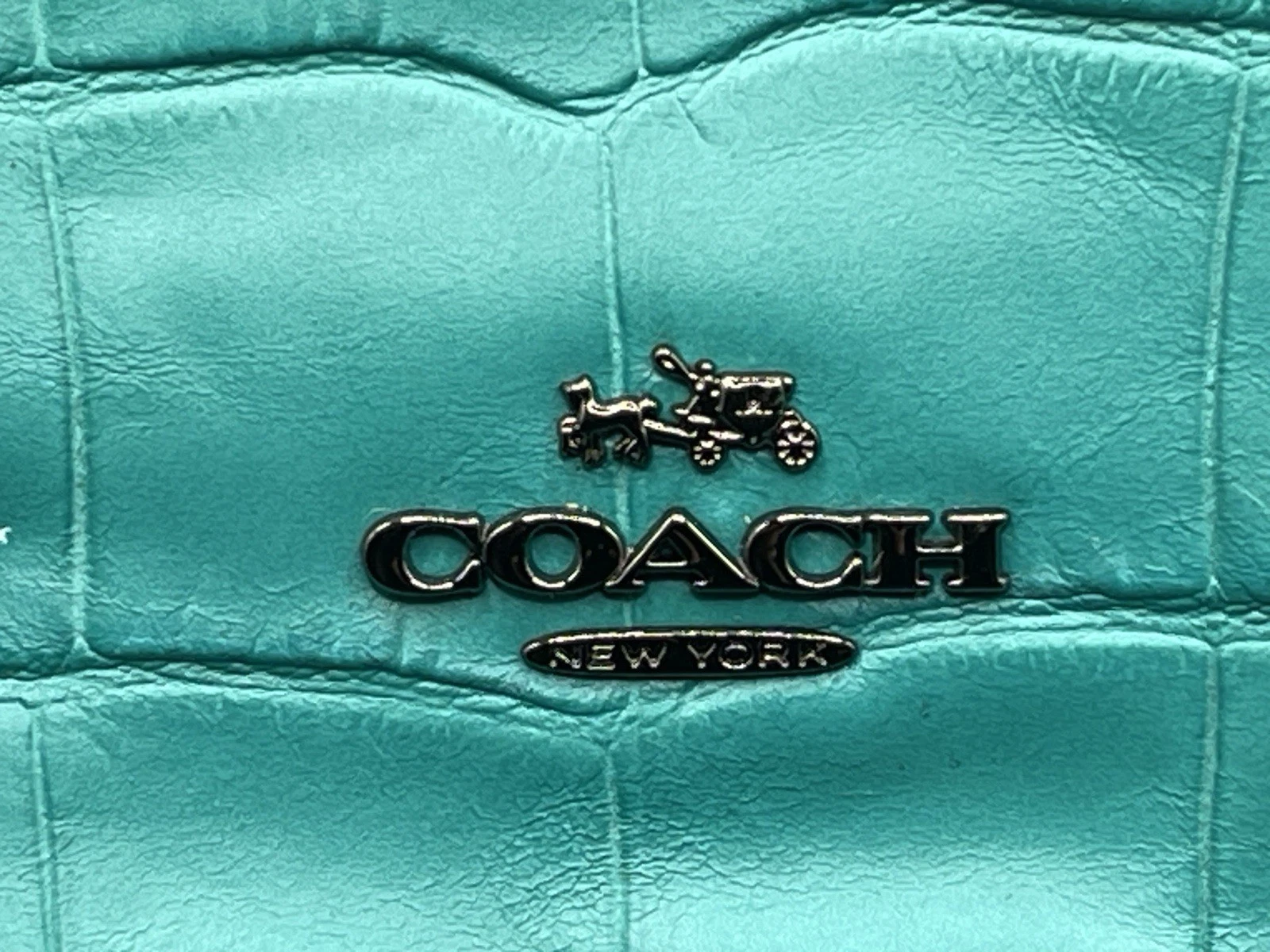 Coach Chelsea tracolla spalla turchese coccodrillo pelle goffrata 37733 nuova con etichetta